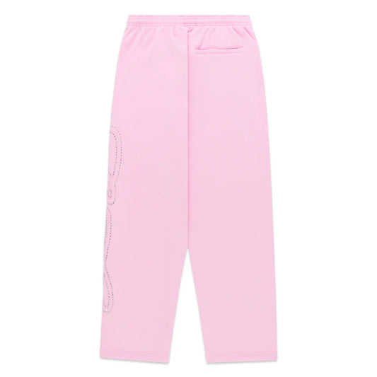 Sp5der Rhinestone Script Wide Leg Sweatpant