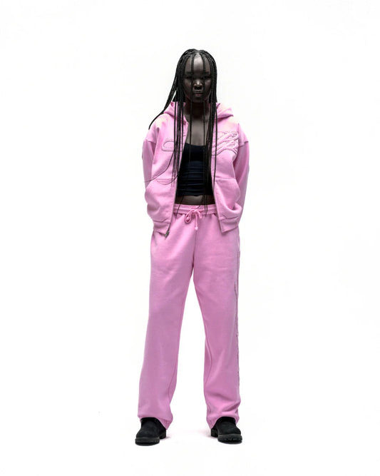 Sp5der Rhinestone Script Zip Tracksuit Pink