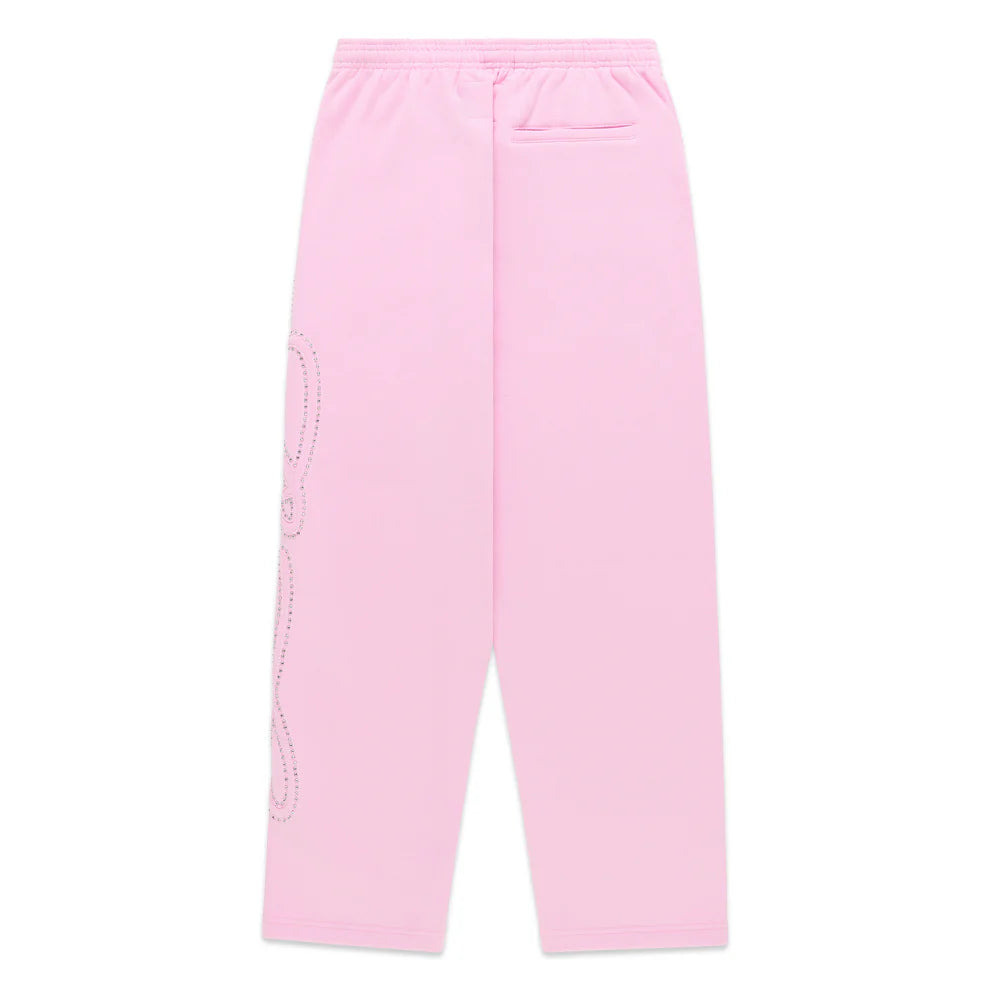 Sp5der Rhinestone Script Wide Leg Sweatpant