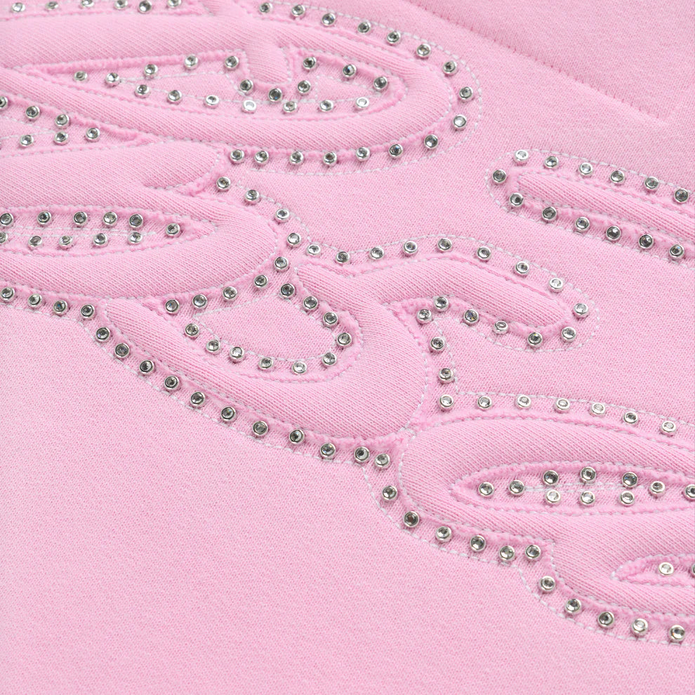 Sp5der Rhinestone Script Zip Tracksuit Pink