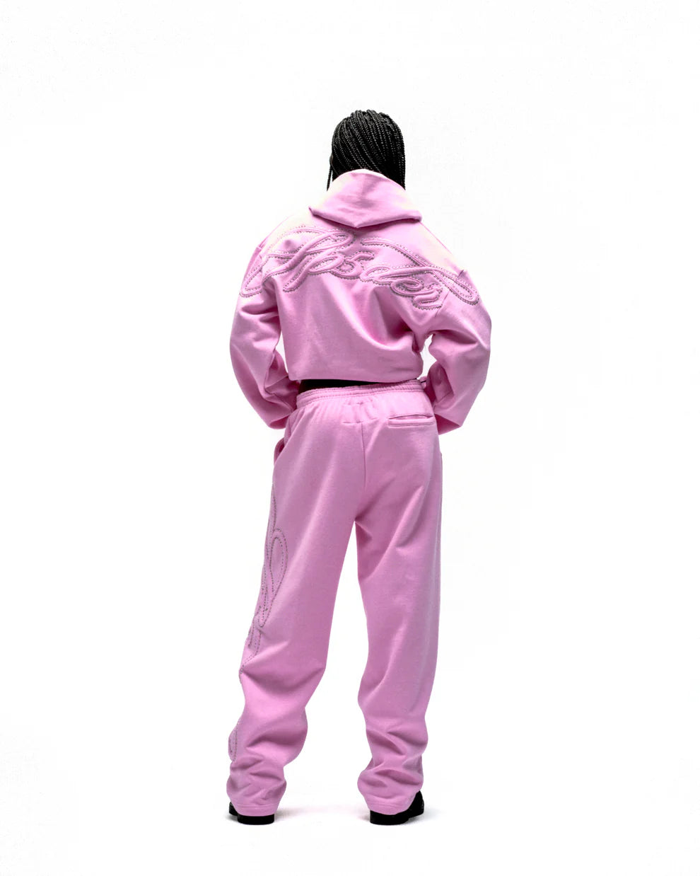 Sp5der Rhinestone Script Zip Tracksuit Pink