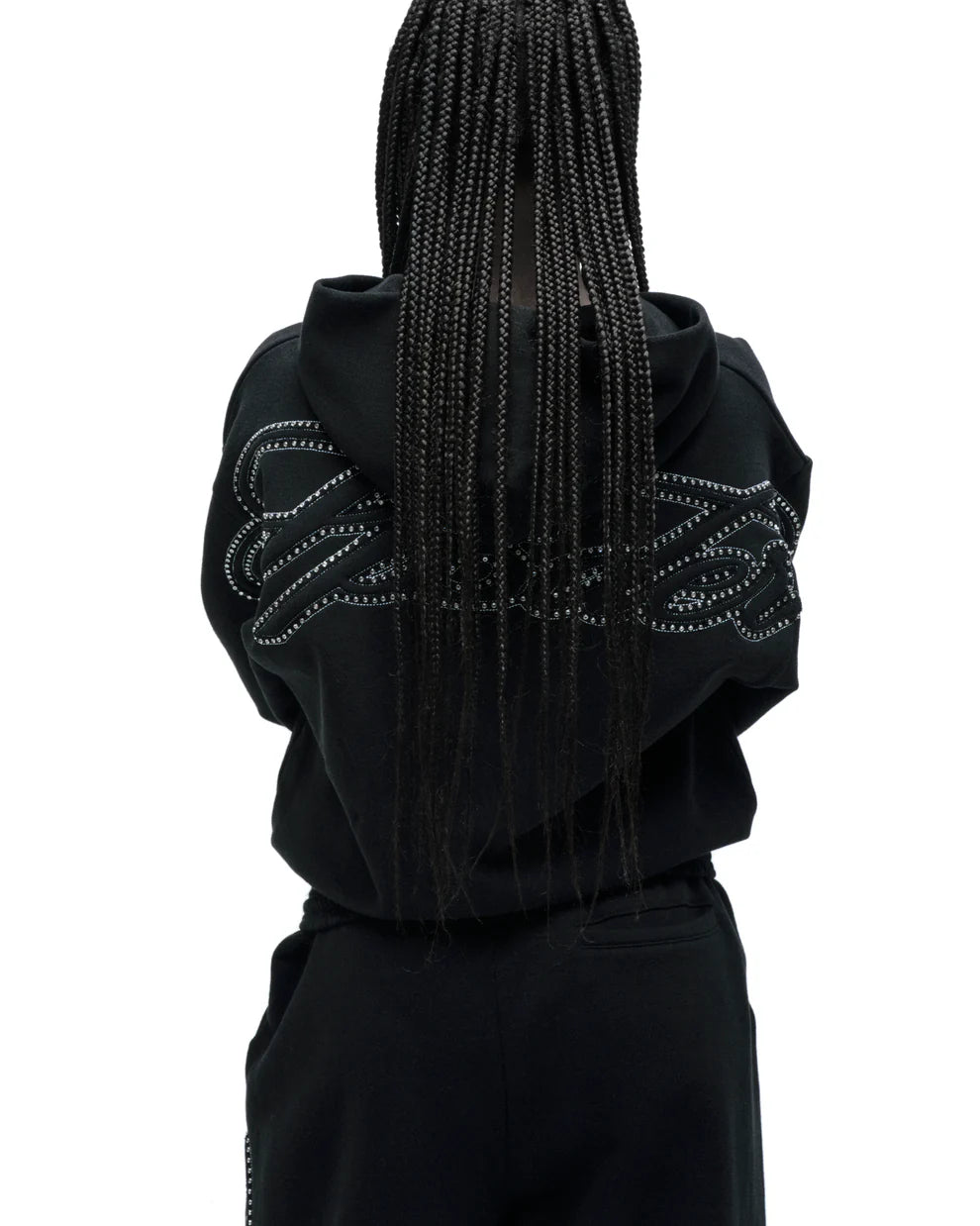 Sp5der Rhinestone Script Zip Tracksuit Black